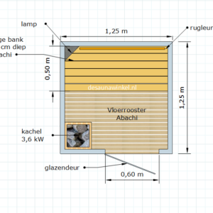 Model Helsinki | Finse sauna met alle toebehoren | 125 x 125 x 210 cm. hoog