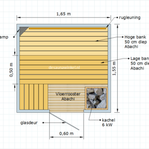 Model Kuopio | Finse sauna met alle toebehoren | 165 x 155 x 210 cm. hoog